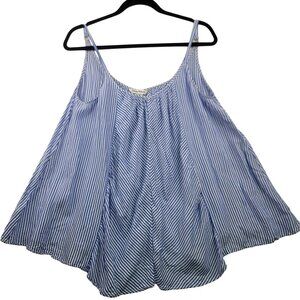Tommy Bahama Blue White Striped Adjustable Strap Flowy Camisole Oversized Small